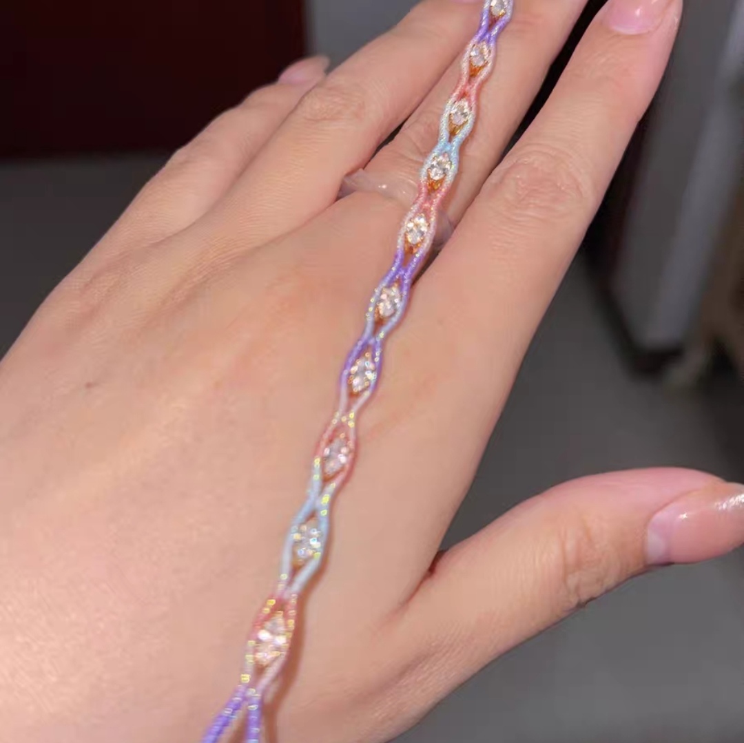 手工编织段染星空腊线锆石珠子手链轻奢镶钻手绳女生闺蜜款礼物