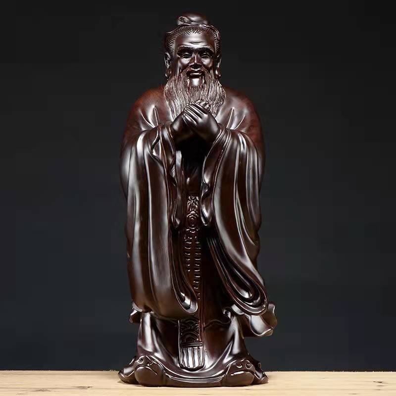 黑檀木雕孔子雕像摆件孔子佛像实木质孔子像孔夫子教师节礼物