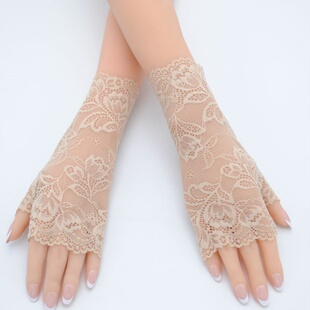 肉色蕾丝防晒遮手背疤痕夏天手套超薄遮住手背露手指头的遮疤饰品