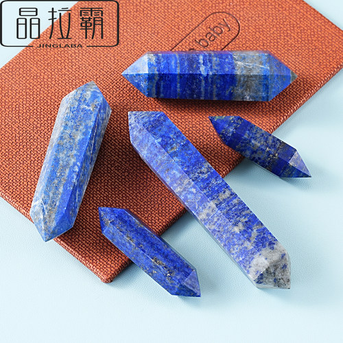 天然青金石双尖六棱柱摆件
