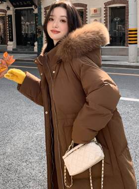 2024新款胖妹妹300斤收腰过膝加长款加肥加大码孕妇羽绒服女2404