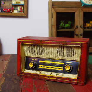 复古怀旧老式 饰摆放 收音机模型道具创意铁艺录音机桌面摆件家居装