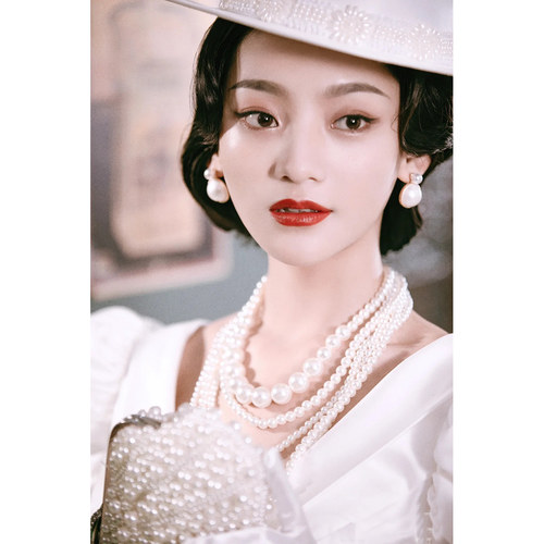 五层珍珠项链颈链女士拍照写真摄影颈链子中长款百搭锁骨链子570