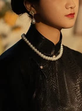 2025新款搭配旗袍项链仿珍珠饰品女士夏季颈链毛衣链子锁骨链798