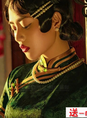 简约仿珍珠项链配旗袍配饰品锁骨链颈链女新中式国风拍照道具1969