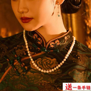 圆珍珠项链配旗袍配饰品女士55cm锁骨链子中长款颈链子毛衣链291