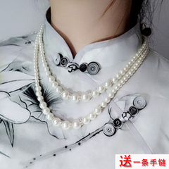 搭配旗袍珍珠项链双层叠戴锁骨链子颈链女士配饰品多层毛衣链项圈