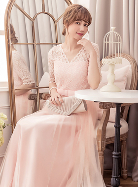 结婚连衣裙子女士生日宴会礼服裙年会婚礼伴娘服长款长裙子88136