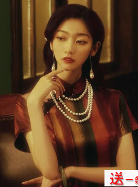 三层项链毛衣链旗袍配饰品仿珍珠