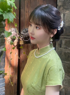 搭配旗袍珍珠项链复古风拍照颈链子50cm锁骨链女士毛衣链项饰1339