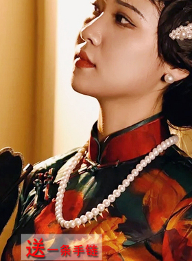 搭配旗袍珍珠项链旗袍配饰品2026年新款中长款颈链毛衣链女士433