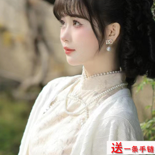 55cm小珍珠项链配旗袍饰品女士中长款颈链毛衣链拍照写真饰品270