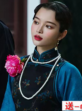 搭配旗袍珍珠项链旗袍配饰夏季多层叠戴毛衣链中长款锁骨链女046