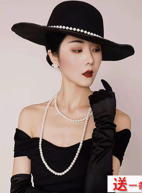 双层珍珠项链中长款多层毛衣链女士锁骨链颈链配婚纱礼服饰品171