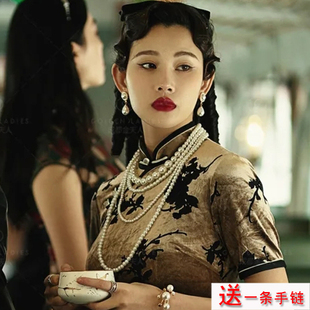 搭配旗袍珍珠项链旗袍配饰品中长款多层叠戴锁骨链女款毛衣链653
