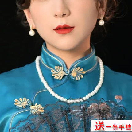 搭配旗袍珍珠项链50cm加长版颈链女士秋冬季毛衣链锁骨链项圈1351