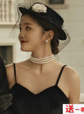 人造珍珠项链女士三层颈链子choker多层经典复古摄影拍照饰品1806