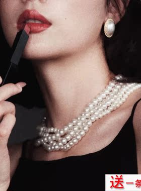 多层珍珠项链颈链女款锁骨链