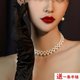 热巴同款 珍珠项链女士配礼服颈链choker锁骨链新款 毛衣链项饰品93