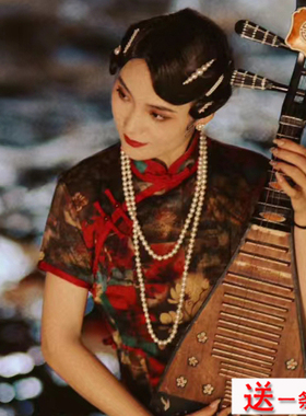 搭配旗袍珍珠项链拍照写真饰品中长款女款多层叠戴颈链锁骨链092