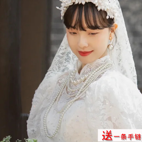夏季多层珍珠项链女士颈链配婚纱礼服叠戴锁骨链中长款毛衣链985