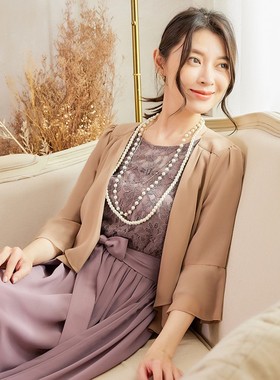 七分袖小披肩女夏季短款雪纺开衫春秋薄款外套坎肩旗袍外搭88111