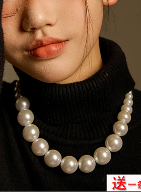 新款大珍珠项链女士锁骨链时尚复古高级感毛衣链子百搭颈链子531