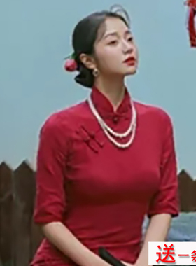 仿珍珠项链拍照写真配饰品颈链锁骨链双层女旗袍项链毛衣饰品1857