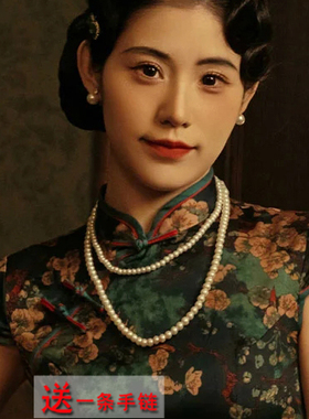 双层珍珠项链旗袍配饰品女士2026新款多层锁骨链子复古毛衣链710