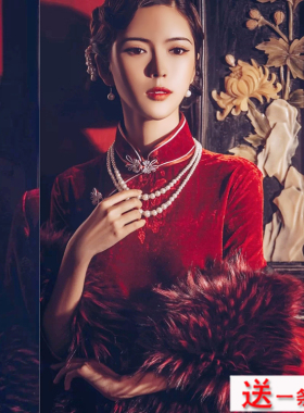 双层珍珠项链配旗袍配饰品