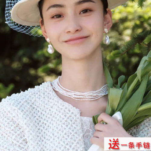 多层珍珠项链女法式叠戴颈链