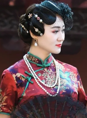仿珍珠项链多层旗袍毛衣链