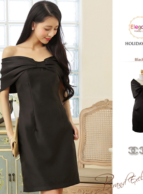 黑色性感连衣裙子女士派对聚会包臀裙子生日宴会晚礼服裙短款6716