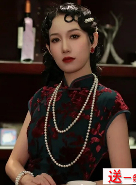 复古搭配旗袍珍珠项链女士夏季妈妈颈链中长款毛衣链锁骨链子385