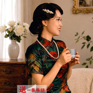白色大珍珠项链新中式配旗袍配饰品中长款项链颈链女士毛衣链433