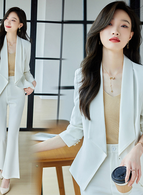 长袖开衫小西装外套春秋季短款上衣女士白色气质小西服外搭8637