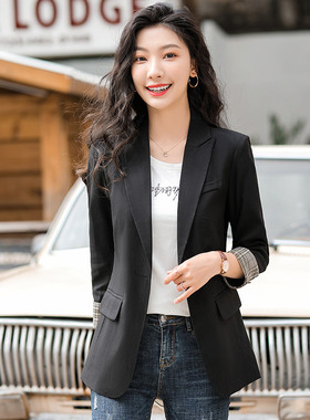 春夏季黑色小西服气质春秋薄款修身小西装外套春季开衫上衣女6258