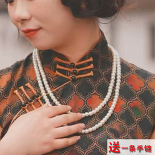 搭配旗袍珍珠项链多层叠戴颈链女士锁骨链新中式 摄影拍照饰品413