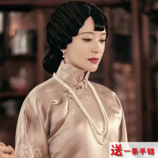 双层珍珠颈链配旗袍项链中长款毛衣链子女款多层叠戴锁骨链子1571