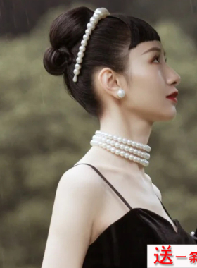 多层珍珠项链颈链女士多圈