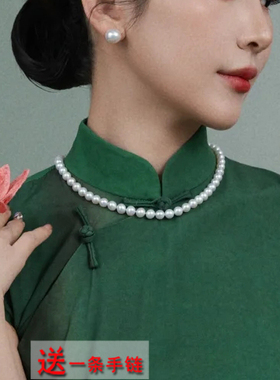 仿珍珠项链配旗袍项链复古风颈链经典款锁骨链女毛衣链choker744