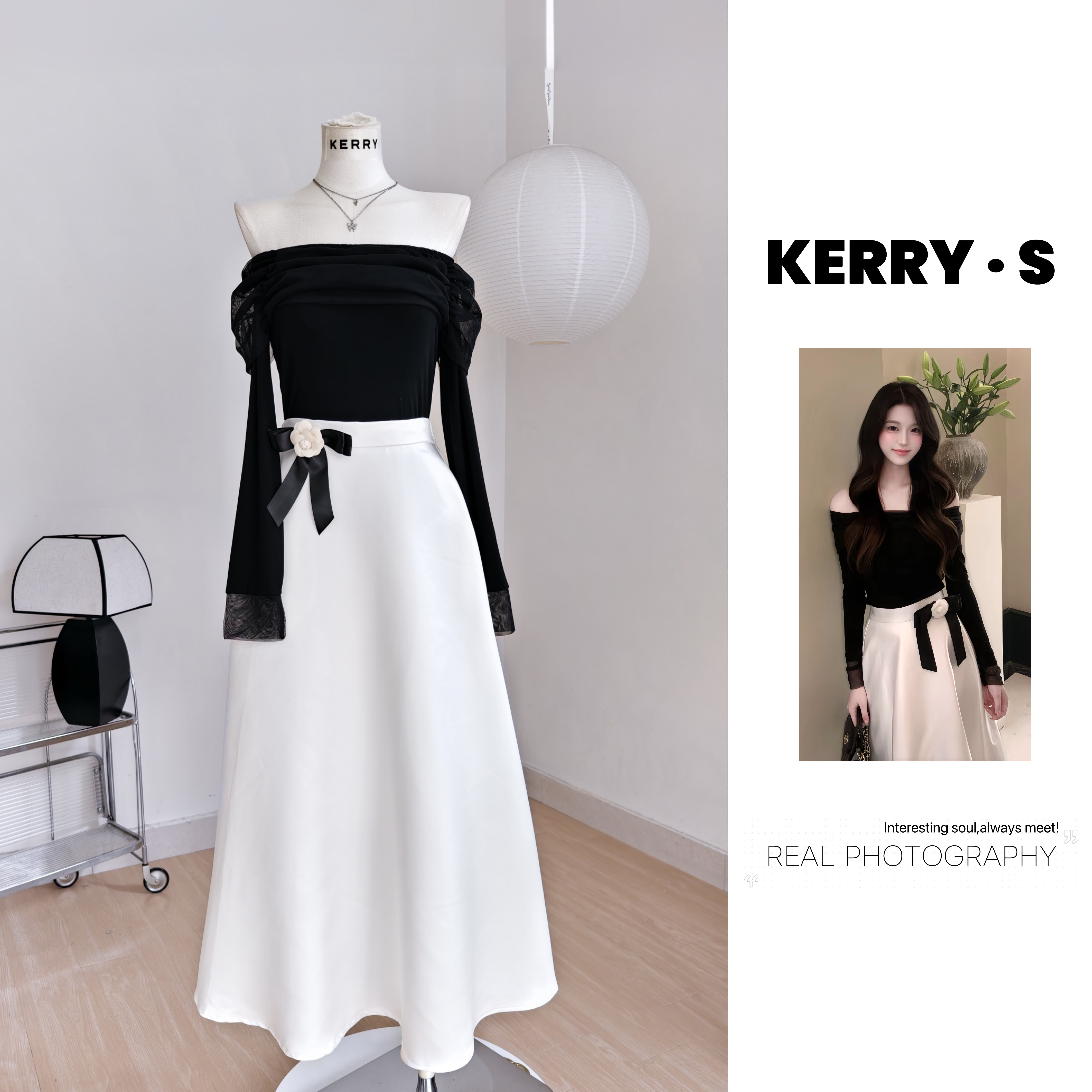 奢雅典范 秋冬法式赫本风网纱一字肩针织上衣女+大A摆半身裙套装,女装/女士精品,时尚套装,淘宝优惠券,粉丝福利购,淘宝优惠卷