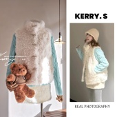 韩系羊羔毛马甲套装 秋冬高级感复古麻花针织开衫 显瘦半裙三件套装