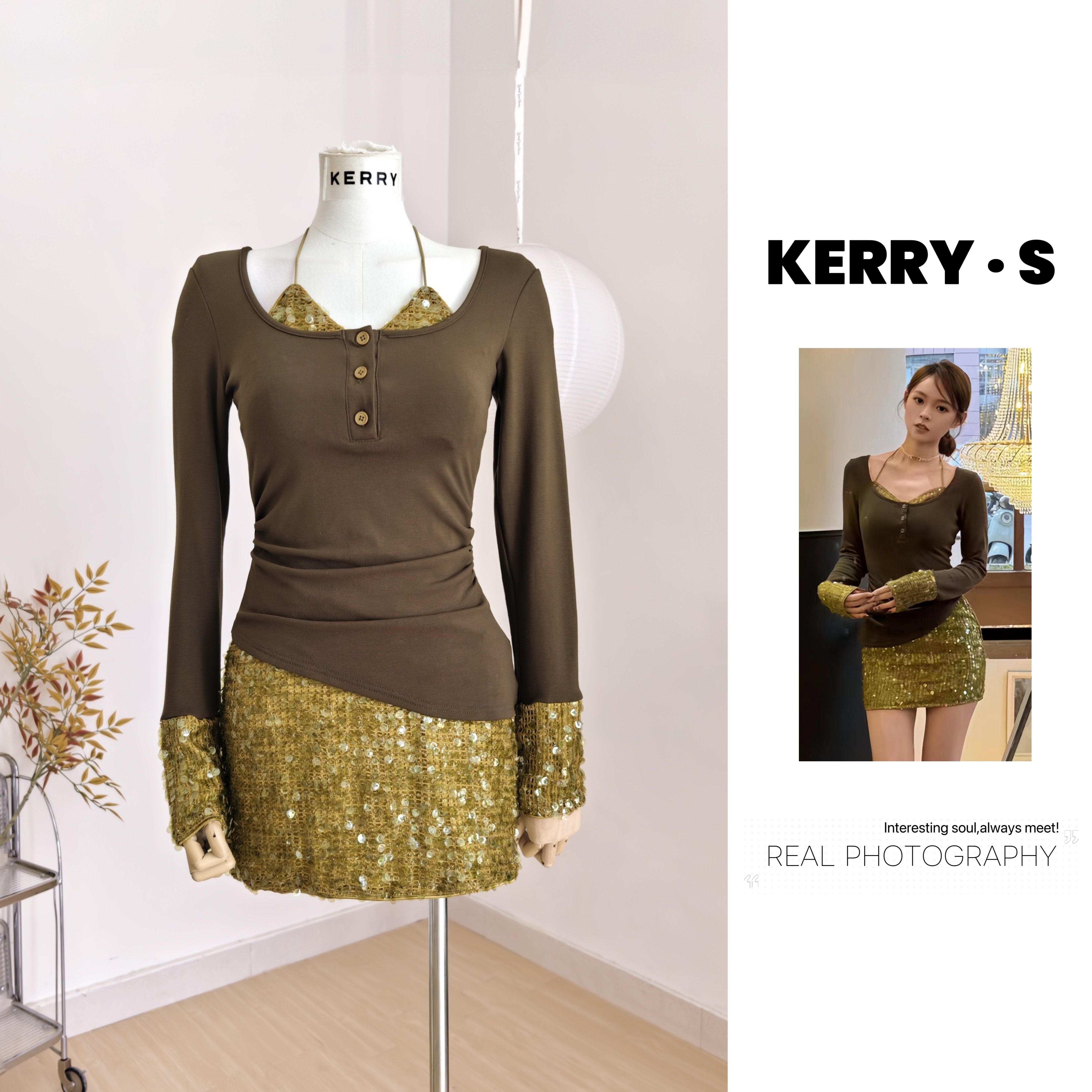 秋冬韩系针织包臀连衣裙假两件珠片收腰显瘦纯欲风裙子跨年穿搭,女装/女士精品,连衣裙,淘宝优惠券,粉丝福利购,淘宝优惠卷