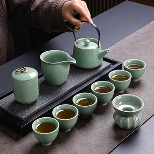 功夫茶高档礼盒伴手礼陶瓷茶壶茶杯功夫家用全套 哥窑茶具套装