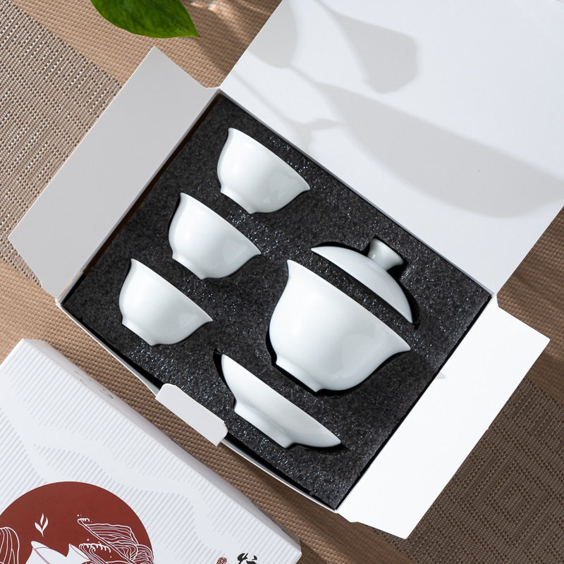 白瓷茶具套装三才盖碗泡