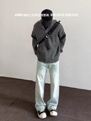 12T末班车8593A青少年装牛仔裤5575夏季新款复古色烟管裤休闲