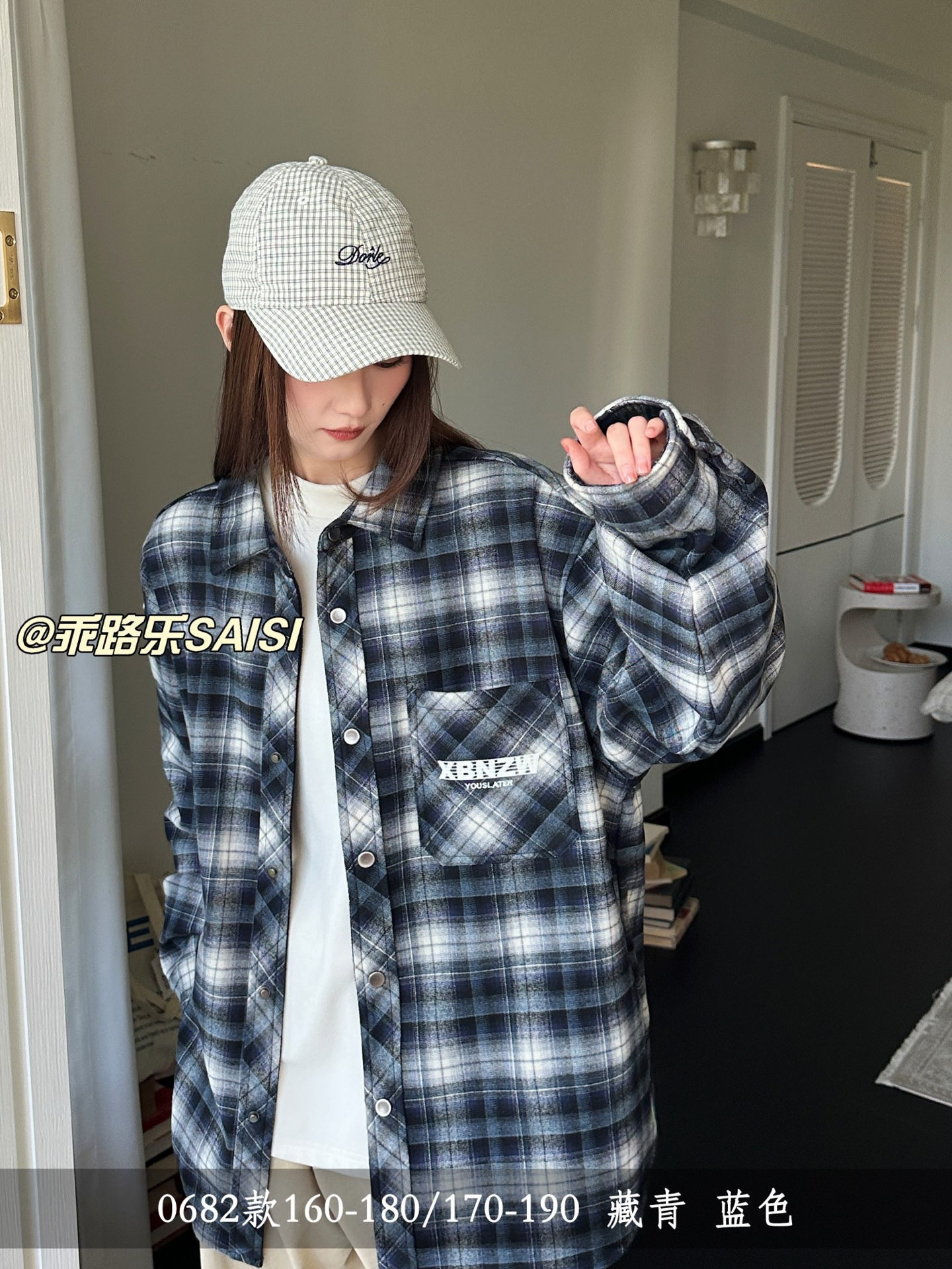 N乖路乐0682合26冬情侣格子衬衫宽松加厚格纹复古衬衣160-190潮