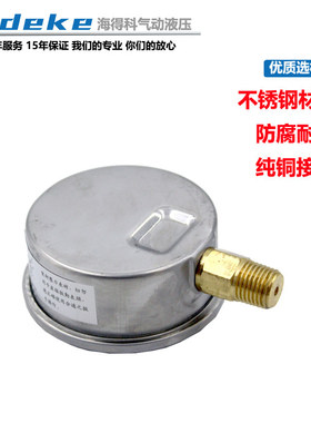 YN60耐震两分0-1.6/25/1MPA不锈钢PT1/4防水液压力铜油表AT63-100