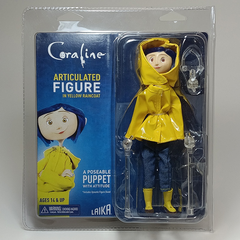 经典电影鬼妈妈7寸卡洛琳黄色雨衣条纹款关节可动玩偶手办摆件